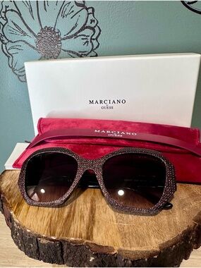 Marciano Glitter Pink Oversized Women's Sunglasses
